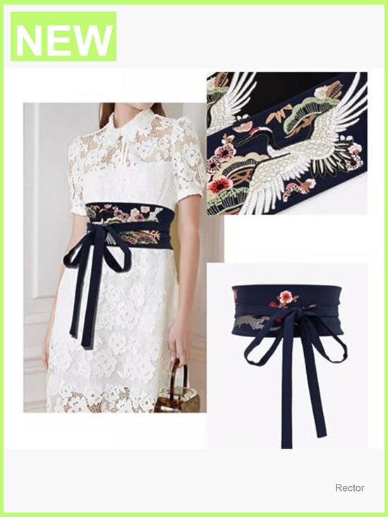 Japanese Obi Belt for Kimono Robe Yukata Wide Floral Wrap Tie Cinch Waistband